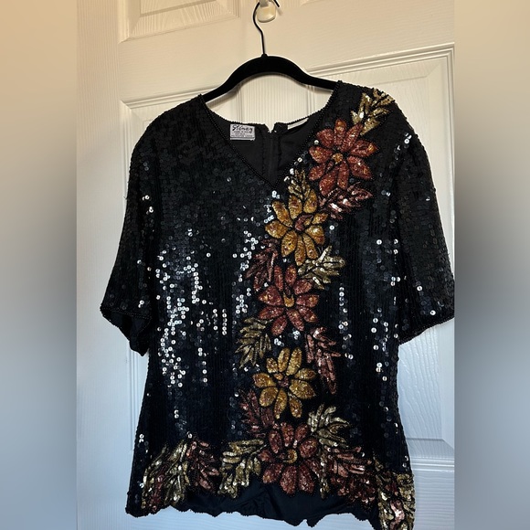 100% silk Sténay sequin blouse - Picture 1 of 3